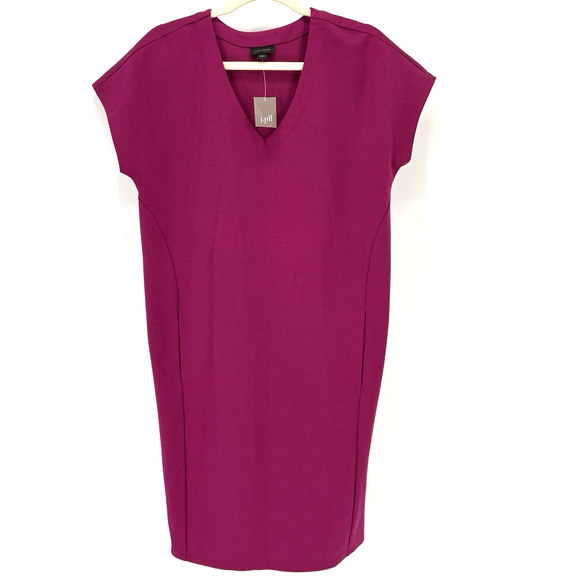 J. Jill Dress Small Purple Boysenberry Wearever Shift V Neck Career Pockets - Picture 1 of 8